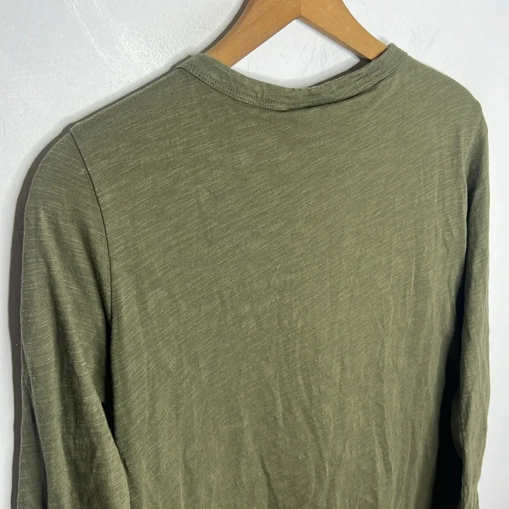 AKEMI + KIN Anthropologie Embroidered Henley Top Boho Olive Green S